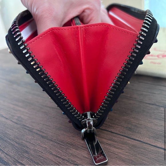 CHRISTIAN LOUBOUTIN Panettone Multicolor Spiked Calf Leather Wallet!!! PRISTINE! - Picture 8 of 16